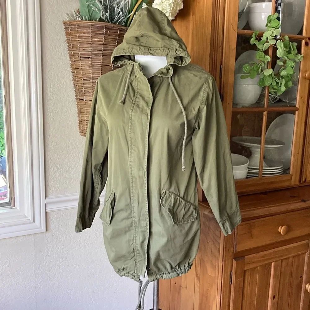 BP Hooded Fishtail 100% Cotton Lightweight Army Military Full Zip Jacket Sz XS